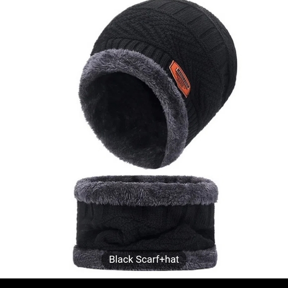 Men's Hat And Scarf Casual Style Polyester Beanie black - Picture 6 of 7